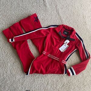 Perfect Moment Waterproof Crystal Ski Suit Red Stripe NWT Size X-Large